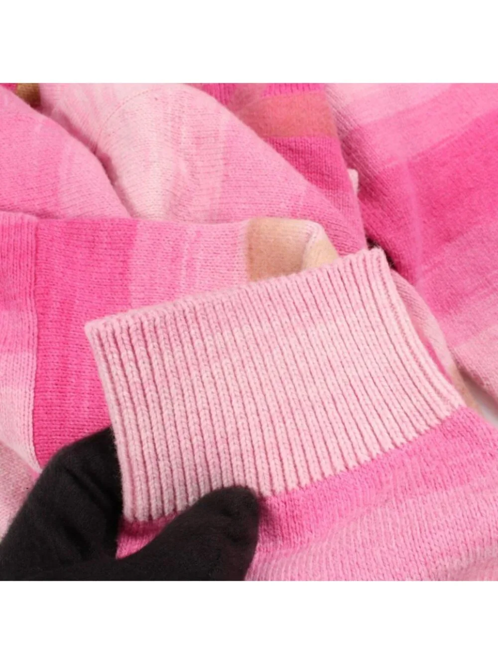 Chanel Cardigan CC Logo Neck Pink Cotton Cashmere Big Button